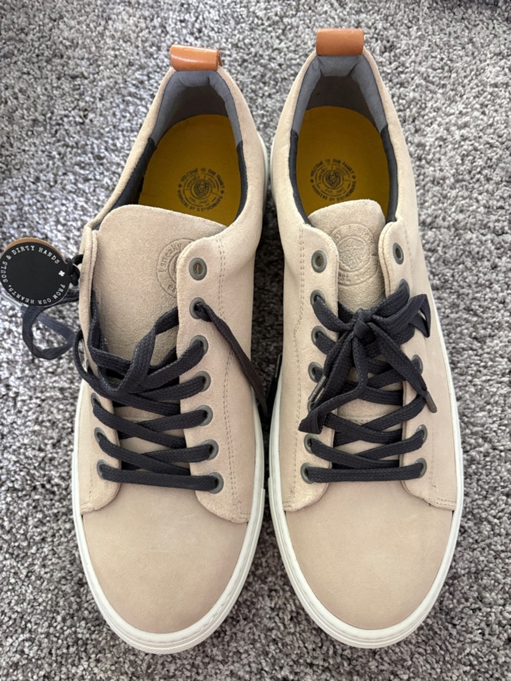 Sneaky Steve Neutral Beige Suede Low-Top Sneakers with Black Laces NWT